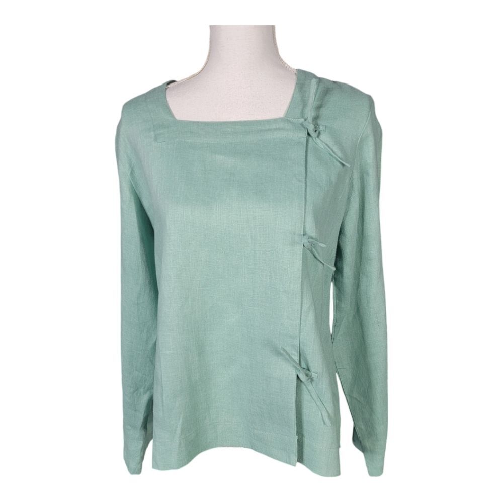 Patti Wells Design Side Tie Linen Blend Shirt $145 Small